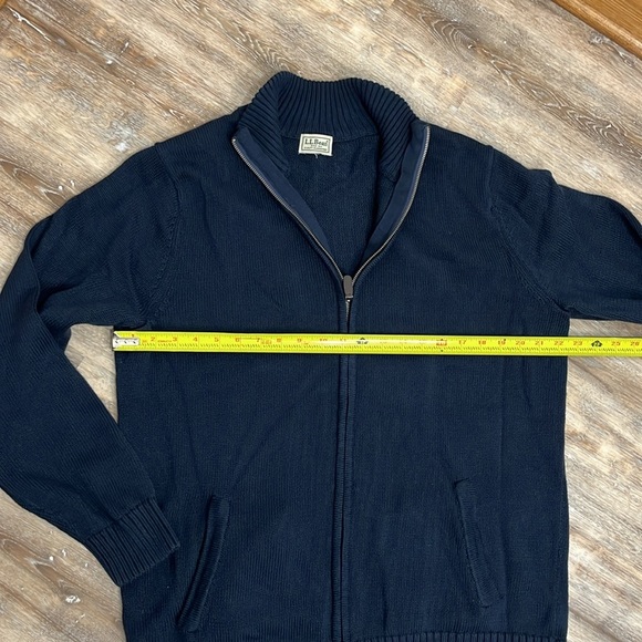 LL Bean Men's Full Zip Sweater Navy Blue 90s Cozy Cabin - Picture 10 of 13